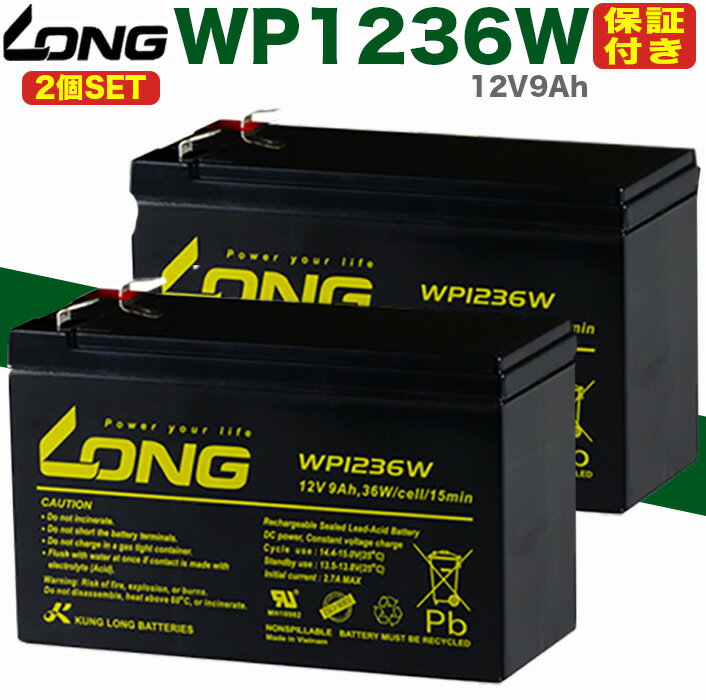 【保証書付き】WP1236W 2個セット Smart-UPS・無停電電源装置・蓄電器用バッテリー完全密封型鉛蓄電池 12V9Ah / 互換: WP8-12 NP7-12 NPH7-12 PE12V7.2 PXL12072 12m6.5 12P6.5 12SN9 12SSP7.5…