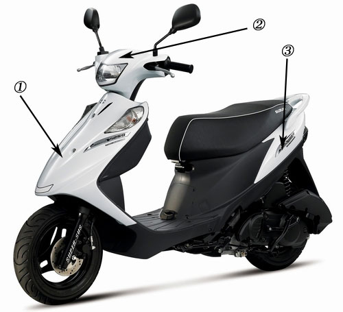 台湾 SUZUKI 純正 アドレス V125 G 5期 FI ホワイト 白 外装 カウル 3点 セット ADDRESSV125 ADR-G5-004 フロント カバー レッグシールド サイドカバー 外装 補修 交換 部品 パーツ 修理 公式