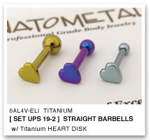 18Ga. チタン製 ストレートバーベル & チタン製 ハートエンドANATOMETAL