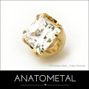 4mm 18金 プリンセスカット ジェムエンド 単品 ANATOMETALK18台座 ソリッド ゴールド ジルコニア 5A ボディピアス パーツ キャッチ イ..