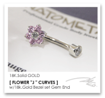 【ANATOMETAL】ボディピアス(ヘソピ)18金フラワー"J"カーブス14Ga.5/16"