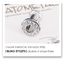 0Ga. ステンレス製 ジェムド アイレット (ブリリアント or カボションカット / 2mmジェム×14) アナトメタル ANATOMETAL ボディピアス ..