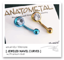 14Ga. チタン製 ジュエルド ネイブルカーブス ANATOMETAL