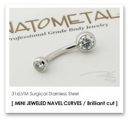 14Ga. ステンレス製 MINI ダブルジュエルド ネイブルカーブス ANATOMETAL