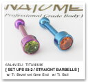 16Ga. チタン製 ストレートバーベル & チタン製 ベゼルセット ジェムエンド 3mm ANATOMETAL