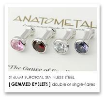 10Ga. ステンレス製 シングルストーン アイレット(ブリリアント & カボション:5mmジェム)ANATOMETAL 10Ga. ステンレス製 シングルストーン アイレット(ブリリアント & カボション:5mmジェム)ANATOMETAL