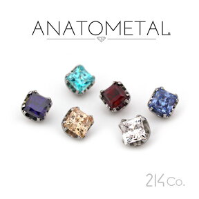 4mm プリンセスカット ジェムエンド 単品 ANATOMETAL チタン台座 ジルコニア 5A ボディピアス パーツ キャッチ インターナル インターナリー バーベル用内ネジ式 18g 16g 14g 12g 用【米国アナトメタル社正規直輸入品】