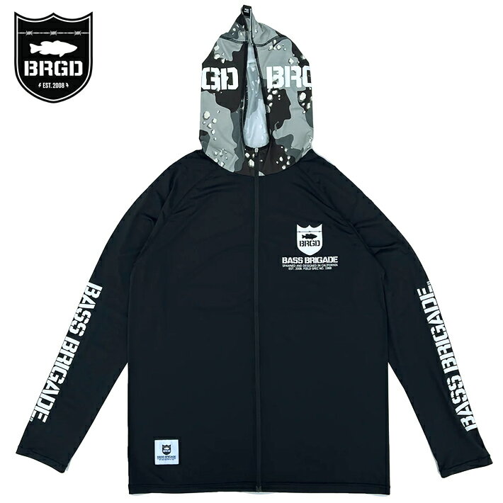 パーカー 薄手 涼しい ストレッチ BASS BRIGADE バスブリゲード BRGD PERFORMANCE DRY ZIP HOODIE 長袖 ドライ UVカット ロンT 吸汗 速乾 透湿 伸縮 バス釣り 釣り