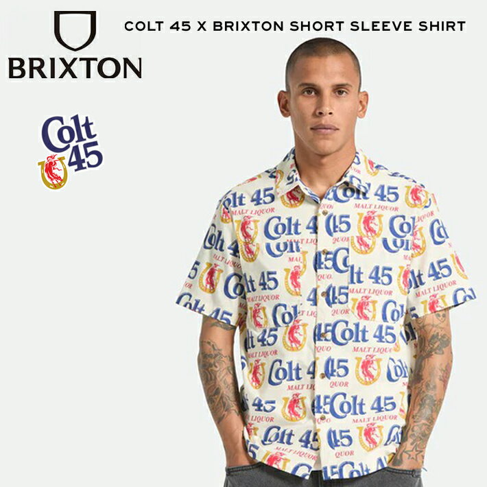 乐天商城 - 半袖シャツ メンズ BRIXTON ブリクストン S/Sシャツ COLT 45 X BRIXTON S/S WVN - MULTI コラボ ビール アメ車 ストリート アメカジ サーフィン