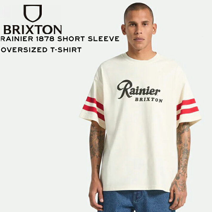 乐天商城 - Tシャツ メンズ BRIXTON ブリクストン RAINIER 1878 S/S OVERSIZED - NATURAL コラボ ビール アメ車 ストリート アメカジ サーフィン