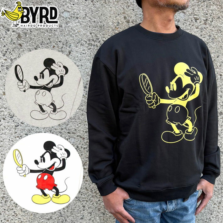 BYRD バード トレーナー BYRD10周年記念「ミッキー」デザインアパレル クールネックスウェット 美容 プレゼント メンズ レディース