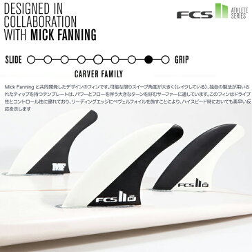 FCS2 エフシーエス2 フィン 送料無料！ MICK FANNING TRI FINS M / Lサイズ Black/White ミック・ファニング トライフィン/ショートボード用フィン FCS2 3本セット