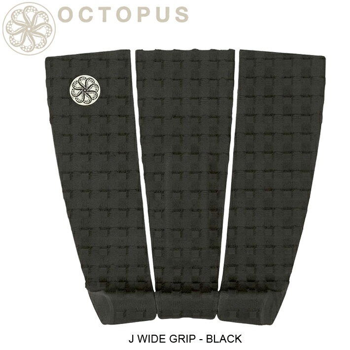 OCTOPUS オクトパス デッキパッド J WIDE GRIP - BLACK 3ピースデッキパッド NEWモデル サーフィン サーフボード マリンスポーツ 【※パッケージ無し発送になります】 1