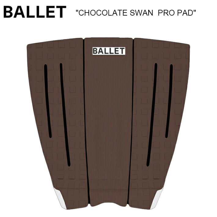 BALLET GRIP COMPANY ”CHOCOLATE SWAN PRO PAD” BALLET（バレー）の「CHOCOLATE SWAN」は、シンプルかつ機能的に仕上げられた3ピースタイプのデッキパッド。 表面には、Square-hatch（スクエアハッチ）とCorduroy Groove（コーデュロイグルーブ）を組み合わせたグルーブパターンを採用。足裏をしっかり捉え、ライディング中の安定したグリップをサポートします。 3ピース構造のPro Pad仕様で、ボード形状に合わせてセットしやすく、スタンスに応じた調整も可能。 テール部分には45〜90°のVertical Kickを備え、ターンや強い踏み込みの際に後ろ足をしっかりホールド。 さらに、中央にはわずかなCentre Archを設け、自然な足裏のフィット感とポジション確認をサポートします。 余計な要素を削ぎ落とした、まさに“A clean as it gets”なクリーンデザイン。 機能性とミニマルなルックスを両立した、BALLETらしいデッキパッドです。 ・3-Piece Pro Pad ・Square-hatch × Corduroy Groove ・4590° Vertical Kick ・Slight Centre Arch ※メーカー希望小売価格はメーカーカタログに基づいて掲載していますBALLET GRIP COMPANY ”CHOCOLATE SWAN PRO PAD”