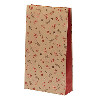 HEIKO クリスマス角底袋 ファンシーバッグ 4才 まめまめサンタ 50枚 幅210×マチ80×高385mm