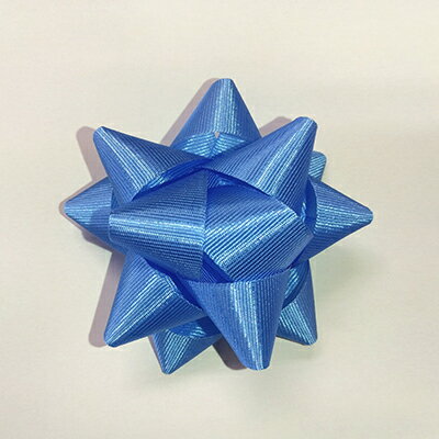 ギフト ソフトフラワーリボン ブルー シール付 1個