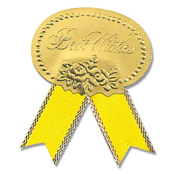 【メール便対応】HEIKO ギフトシール(リボン付シール) M ベストウイッシュ 黄 54片 縦30×横40mm