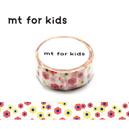 【メール便対応】【カモ井】「mt」マスキングテープ mt for kids モチーフ・花 MT01KID004 　15mm×7m