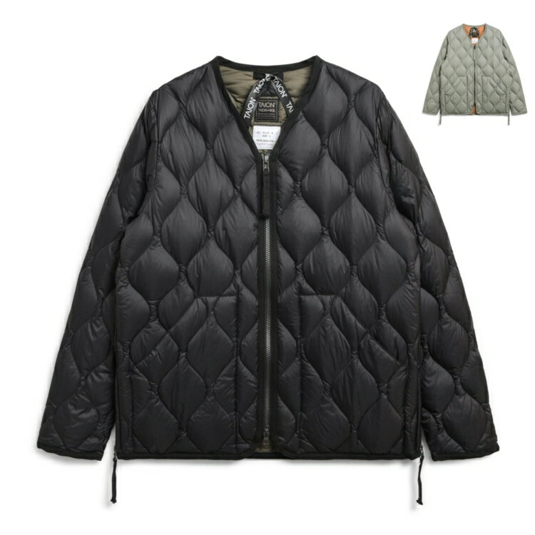 【セール】【国内正規品】TAION(タイオン) MILITARY V NECK W-ZIP DOWN JKT(ミリタリーVネックWジップダウンジャケットソフトシェル)【BLACK】【D.SAGE GREEN】 TAION-101ALSZML-1