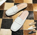 本革 ミュール スクエアトゥ フラットシューズ レディース 春 夏 サンダル レザー 軽量 スリッパ 軽い ローヒール ぺたんこ 痛くない 歩きやす ナチュラル...