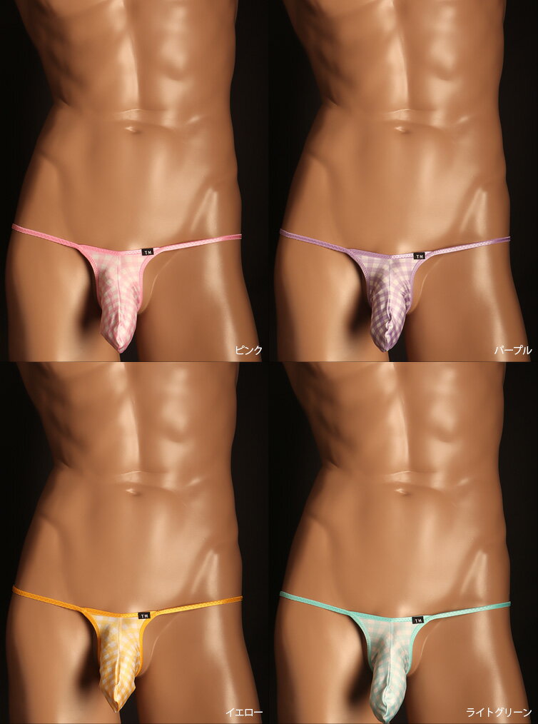 YKS ギンガムチェック Sharp G-STRING　メンズ　Tバック　下着　パンツ　アンダー...