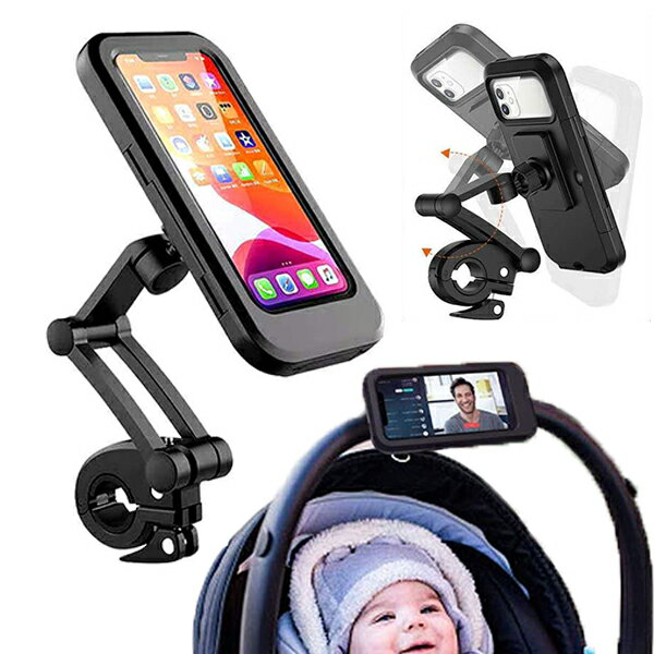 自転車 スマホホルダー スマホバッグ スマートフォンホルダー スマホスタンド 脱落防止 防水 撥水 防塵 360度回転 強力固定 落下防止 携帯ホルダー スマホ...