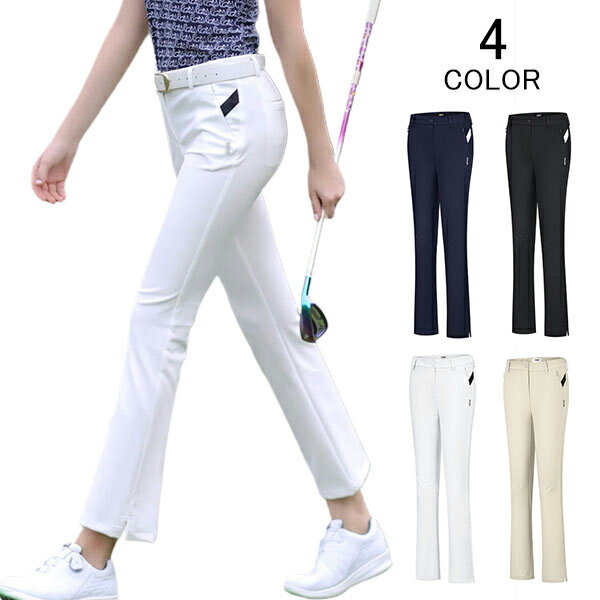 ゴルフ パンツ レディース ズボン ストレッチ GOLF ゴルフウェア ボトムス アウトドア 美脚 脚長 スリム 綿混 速乾 快適