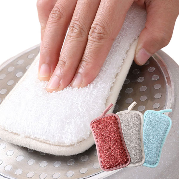 スポンジ 3枚入り 台所用スポンジ ヒモ付き 食器洗い シンク洗い 洗面所洗い キッチンスポンジ 両面タイプ キッチンたわし 油汚れ 泡立ち 長持ち 抗菌 何度も使える 傷がつかない