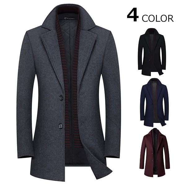 コート メンズ ジャケット チエスターコート メンズ 保温 防風 スプリングコート 厚手 ビジネスジャケット ビジネスコート 通勤 無地 テーラードジャケット ウール混紡 スリム 細身 春 秋 冬