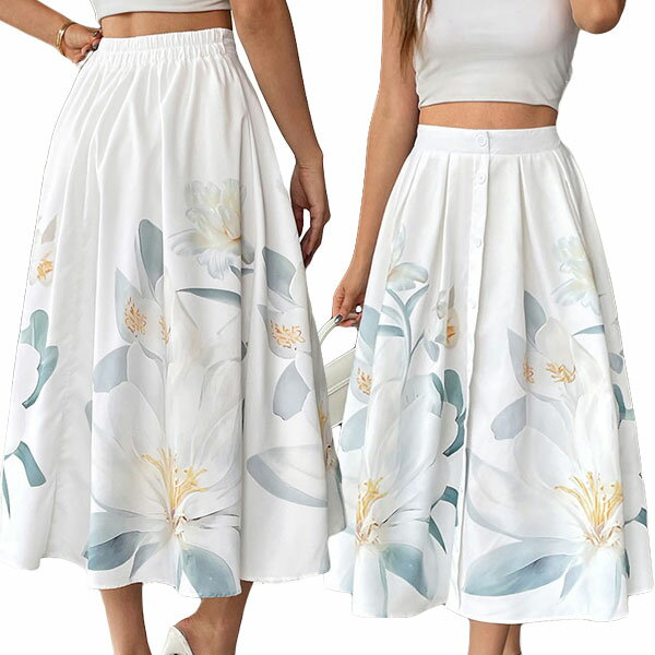 スカート ロング ロンスカ ボトムス ミモレ丈 マキシ丈 レディース 体型カバー Aライン 大きいサイズ 可愛い 春 夏 きれいめ おしゃれ ベーシック シンプル カジュアル ファッション 人気 ゆったり 通勤 入園式 卒業式