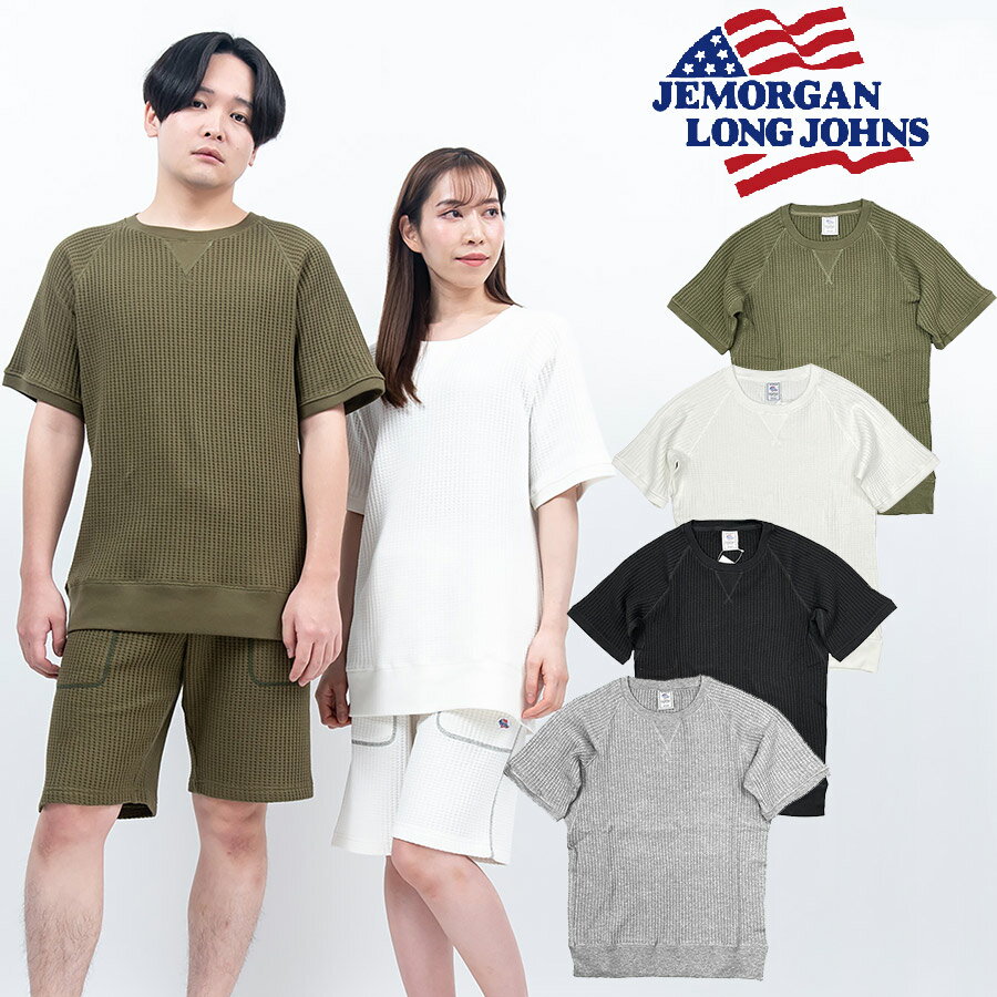 JEMORGAN ジェーイーモーガン ビッグワッフル ラグランスリーブ 半袖クルーネック ガセット付き 厚手 サーマル ワッフル Tシャツ アメカジ キャンプ ...