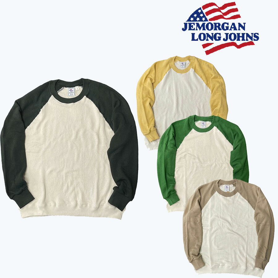 【楽天スーパーSALE】 JEMORGAN ジェーイーモーガン 柔編み裏毛配色ラグランスリーブスウェットクルー ..