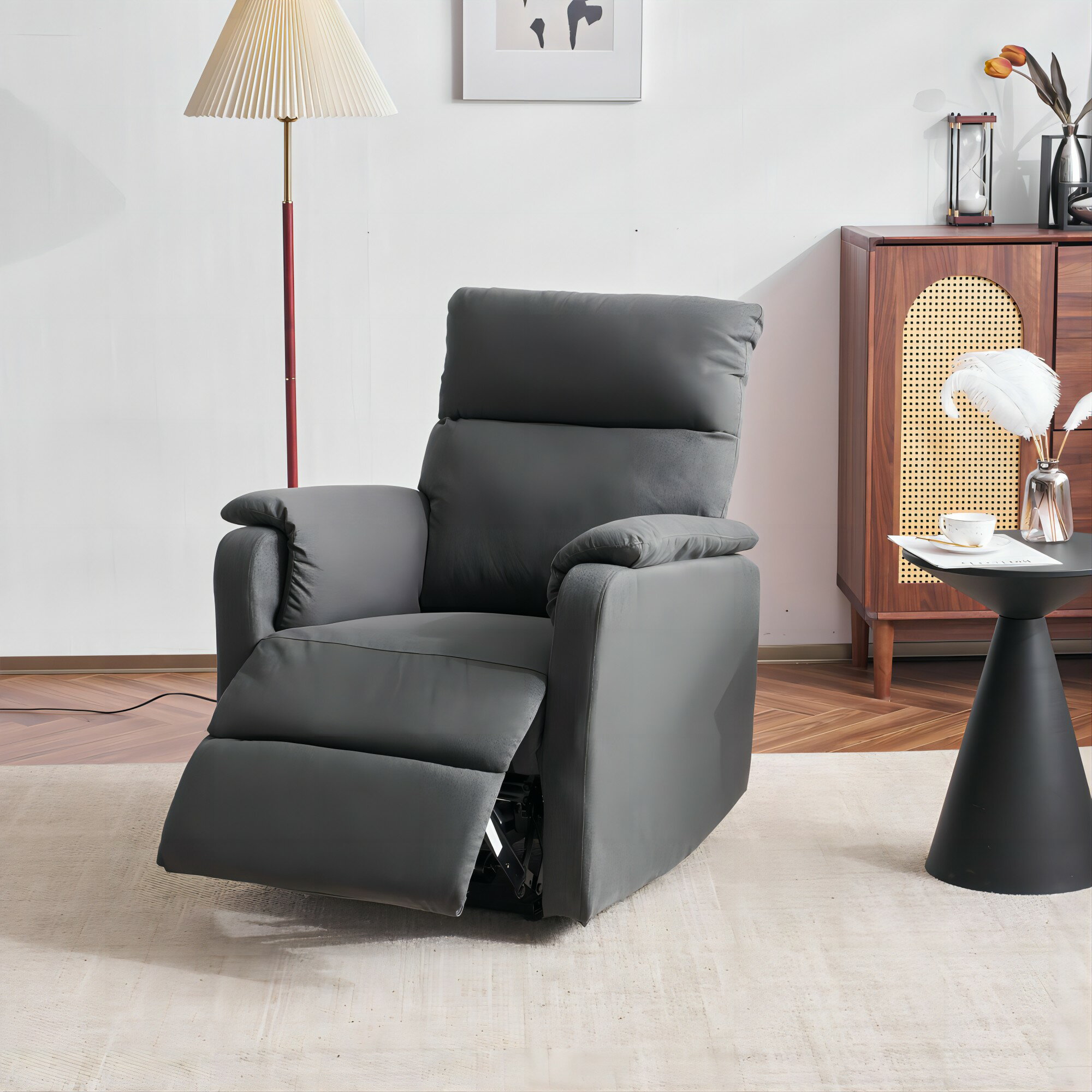 電動リクライニングソファ リクライニングソファー オットマン一体型 リビングソファー 1人掛け ファブリックソファ USBポート付き 電動ソファ モーションソファー 耐圧分散 電動ソファー スマホ充電可 リクライニングチェア