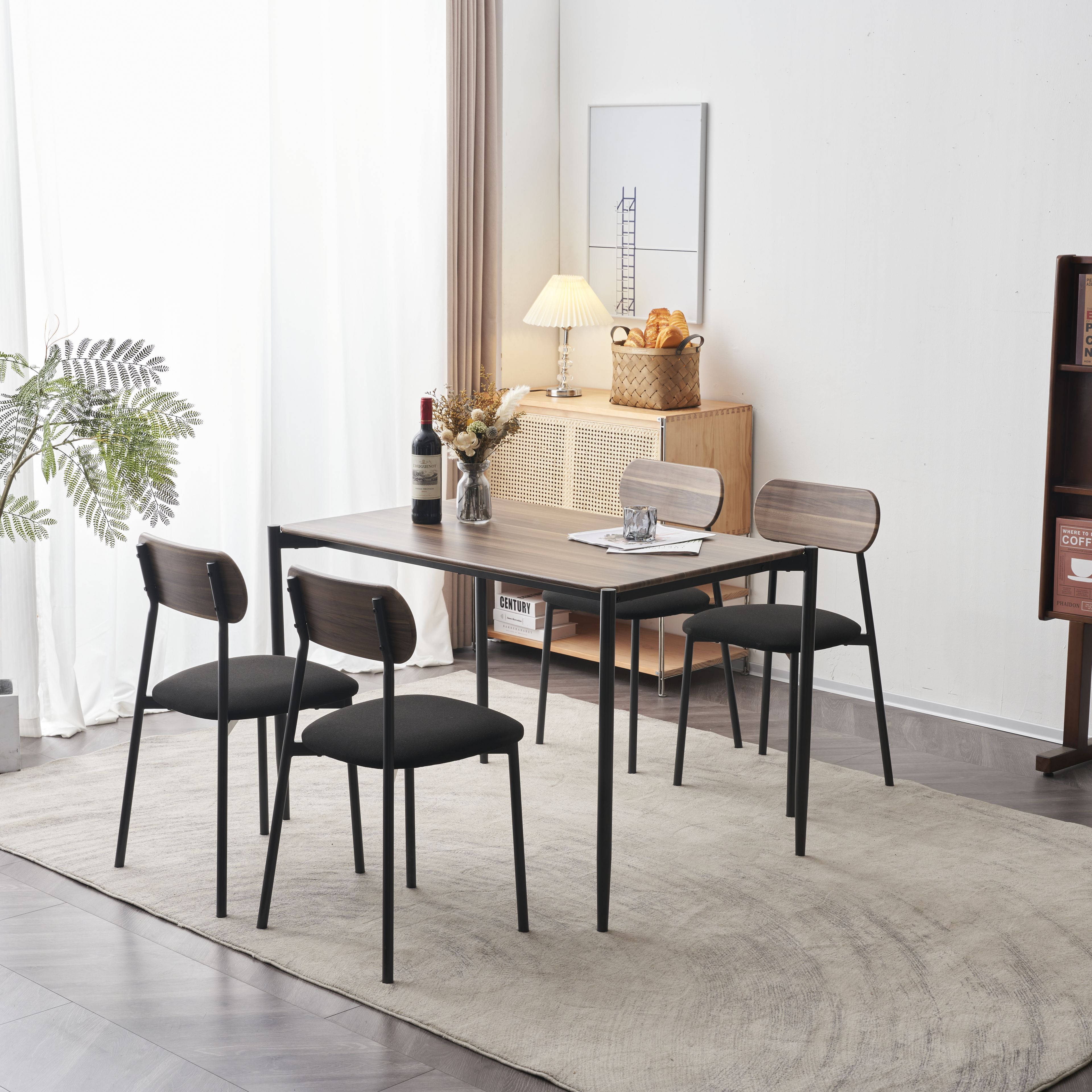 ダイニングテーブルセット4人用 5点セット ダイニング セット スチール 食卓 チェア4脚 幅110 コンパクトサイズ 4人掛け おしゃれ シンプル ●セット内容 テーブル×1、チェア×4 ●お客様組み立て品 組み立て所要時間：約45～60...