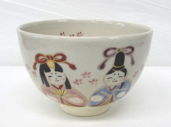 ＜茶道具・茶碗＞ひな祭り　だるまの絵茶碗　山川司作　お雛様シーズンにいかがでしょうか