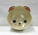 <茶道具・茶碗>色絵茶碗 にゃんこの茶碗 浅見与し三作 猫の顔の形をしました可愛いお茶碗です にゃんこ ネコ