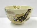 <茶道具・茶碗>色絵茶碗 鯉のぼりの絵茶碗 小栗靖芳作 春、節句の時のお茶碗にいかがでしょうか?