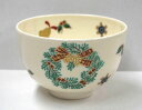 <茶道具・茶碗> 色絵 クリスマスリースの絵茶碗 小野山若水作 綺麗なクリスマスのお抹茶茶碗です リース お茶会 プレゼント サンタクロース
