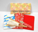 <茶道具・お稽古セット>帛紗セットB 古帛紗付き 正絹の帛紗が入りました、入門6点セットです。裏千家の方等、初心者の方の入門用の袱紗セットにもいかがでしょうか。赤色の帛紗がセットに入っています。 イエロー 花柄 茶道部 部活動 ウサギ
