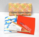 <茶道具・お稽古セット>帛紗セットB 正絹の帛紗が入りました、入門5点セットです。これから始められる、初心者の方の入門用の袱紗セットにもいかがでしょうか。朱色(オレンジ)の帛紗がセットに入っています イエロー 花柄 茶道部 部活動