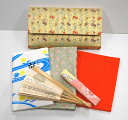 <茶道具・お稽古セット>帛紗セットE 古帛紗付き 正絹の帛紗が入りました、入門6点セットです。裏千家の方等、初心者の方の入門用の袱紗セットにもいかがでしょうか。朱色(オレンジ)の帛紗がセットに入っています。 ゴールド 立涌 茶道部 部活動 グリーン