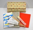 <茶道具・お稽古セット>帛紗セットE 古帛紗付き 正絹の帛紗が入りました、入門6点セットです。裏千家の方等、初心者の方の入門用の袱紗セットにもいかがでしょうか。朱色(オレンジ)の帛紗が入りましたセットです。 ゴールド 立涌 茶道部 部活動 グリーン