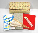 <茶道具・お稽古セット>帛紗セットE 古帛紗付き 正絹の帛紗が入りました、入門6点セットです。裏千家の方等、初心者の方の入門用の袱紗セットにもいかがでしょうか。赤色の帛紗がセットに入っています。 ゴールド 立涌 茶道部 部活動 グリーン