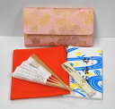 <茶道具・お稽古セット>帛紗セットJ 正絹の帛紗が入りました、入門5点セットです。これから始められる、初心者の方の入門用の袱紗セットにもいかがでしょうか。朱色(オレンジ)の帛紗がセットに入っています ピンク 花柄 茶道部 部活動