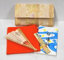 <茶道具・お稽古セット>帛紗セットI 正絹の帛紗が入りました、入門5点セットです。これから始められる、初心者の方の入門用の袱紗セットにもいかがでしょうか。朱色(オレンジ)の帛紗がセットに入っています ベージュ 和柄 茶道部 部活動