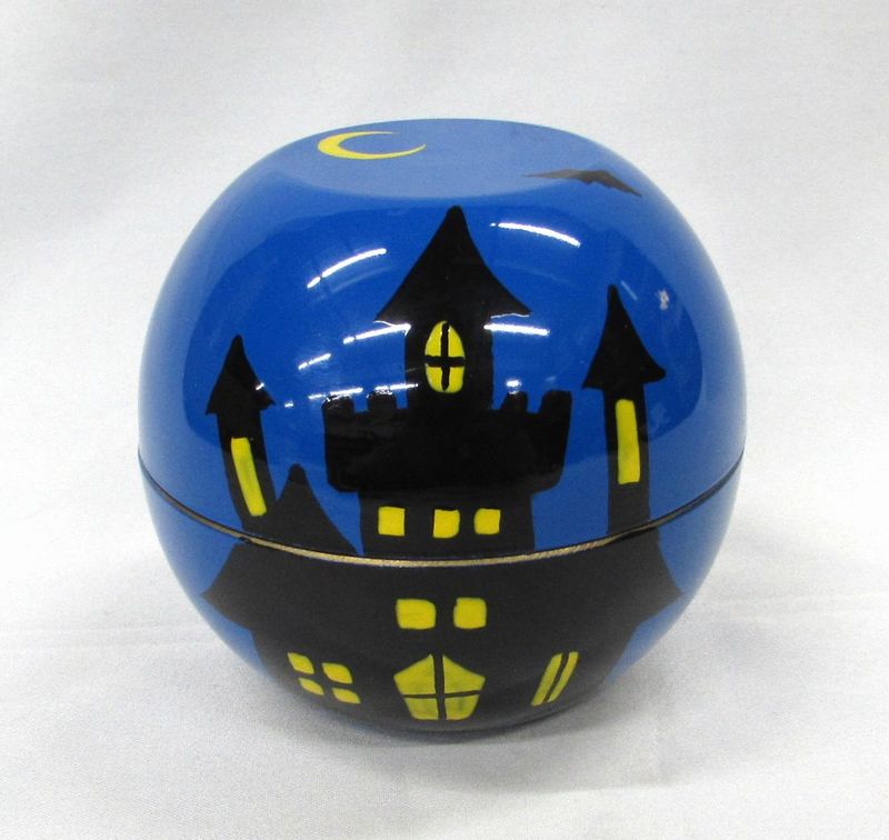 ＜茶道具・茶器、棗＞丸棗　ブルー　ハロウィン　樹脂製(プラスチック製)　ハロウィンらしいお棗ですのサムネイル