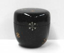 <茶道具・茶器、棗>中棗 黒塗 雪華蒔絵 樹脂製(プラスチック製) 冬にお使い頂きたいお棗です クリスマス 雪