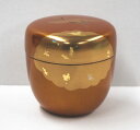 <茶道具・茶器、棗>中棗 朱金 雲鶴蒔絵 樹脂製(プラスチック製) お正月やおめでたい時のお棗にいかがでしょうか