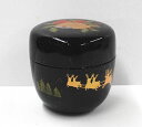 <茶道具・茶器、棗>中棗 黒塗 ベルに柊蒔絵 樹脂製(プラスチック製) クリスマスシーズンにはピッタリのお棗です