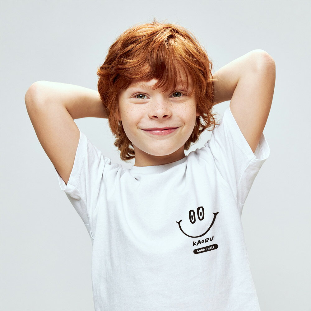 樂天商城 - 名入れ Tシャツ 男の子 女の子 子供服 キッズ ベビー スマイル ニコちゃん 名前入り 誕生日 お祝い 出産祝い プレゼント ギフト おしゃれ かわいい